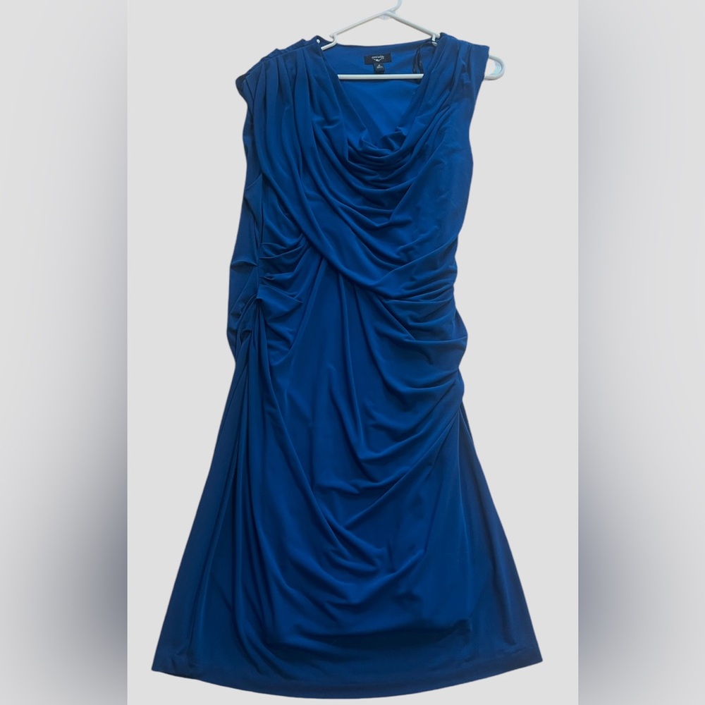 Siri Chin Women’s Sleeveless Drapey Ruched Stretch Dress Blue 16 Stretch